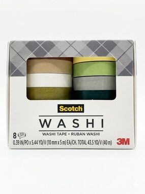 Scotch Washi Tape Decorative Crafting Rolls Assorted Colors 8 Count Lot Bundle